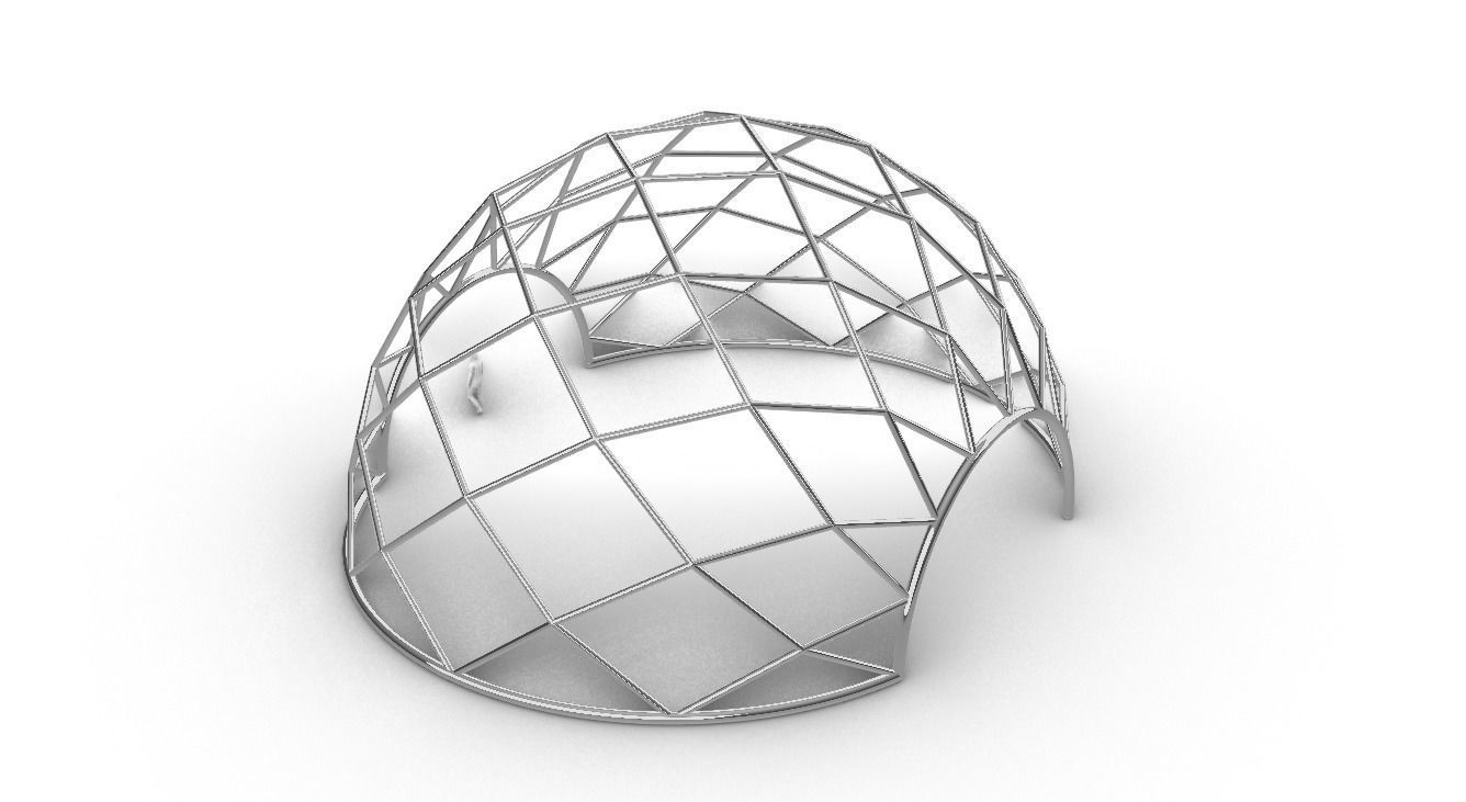 Diagonal Wireframe Dome Architectural Stand Alone Structure v1 3D model_24