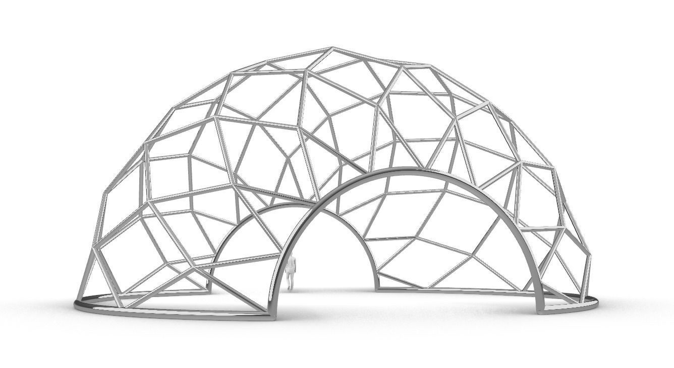 Diagonal Wireframe Dome Architectural Stand Alone Structure v1 3D model_15