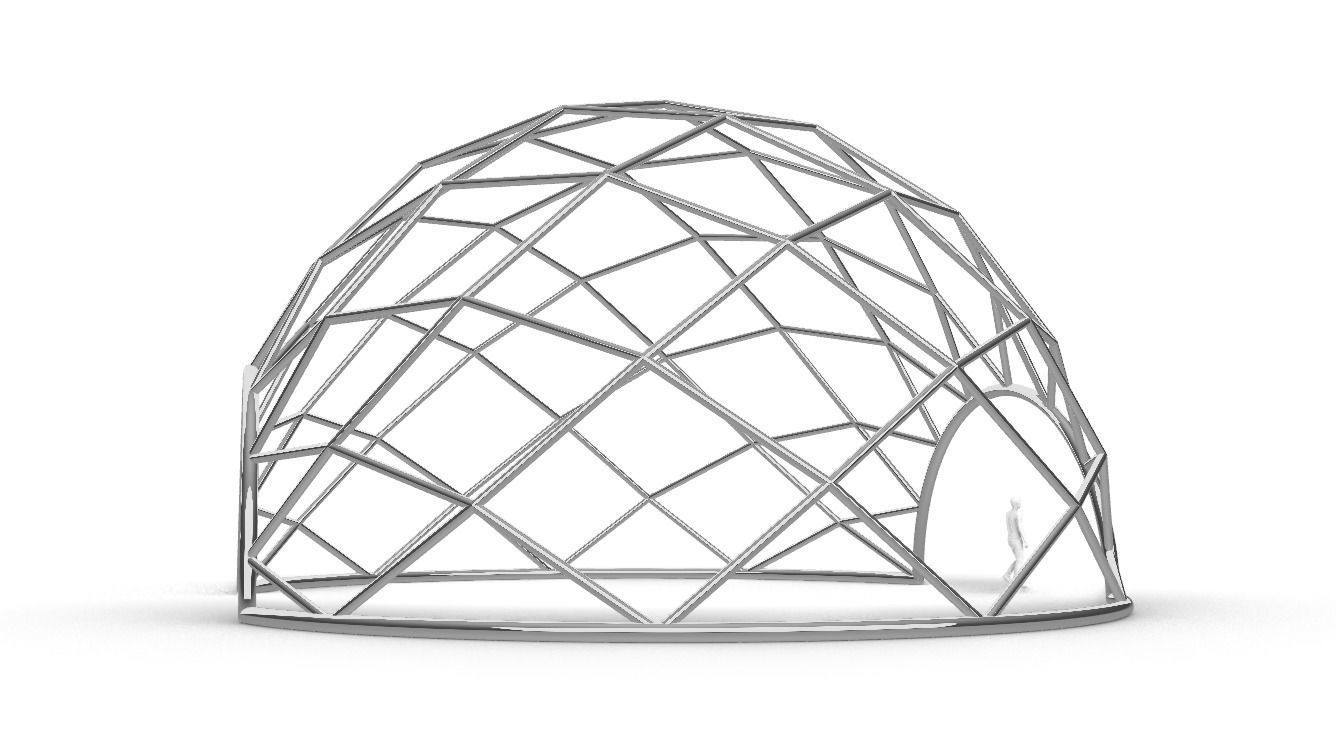Diagonal Wireframe Dome Architectural Stand Alone Structure v1 3D model_12