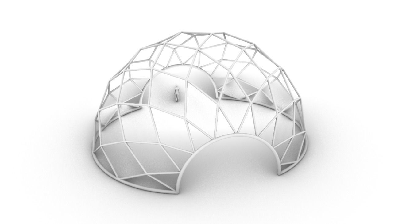 Diagonal Wireframe Dome Architectural Stand Alone Structure v1 3D model_50