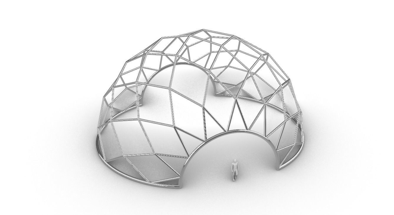 Diagonal Wireframe Dome Architectural Stand Alone Structure v1 3D model_39