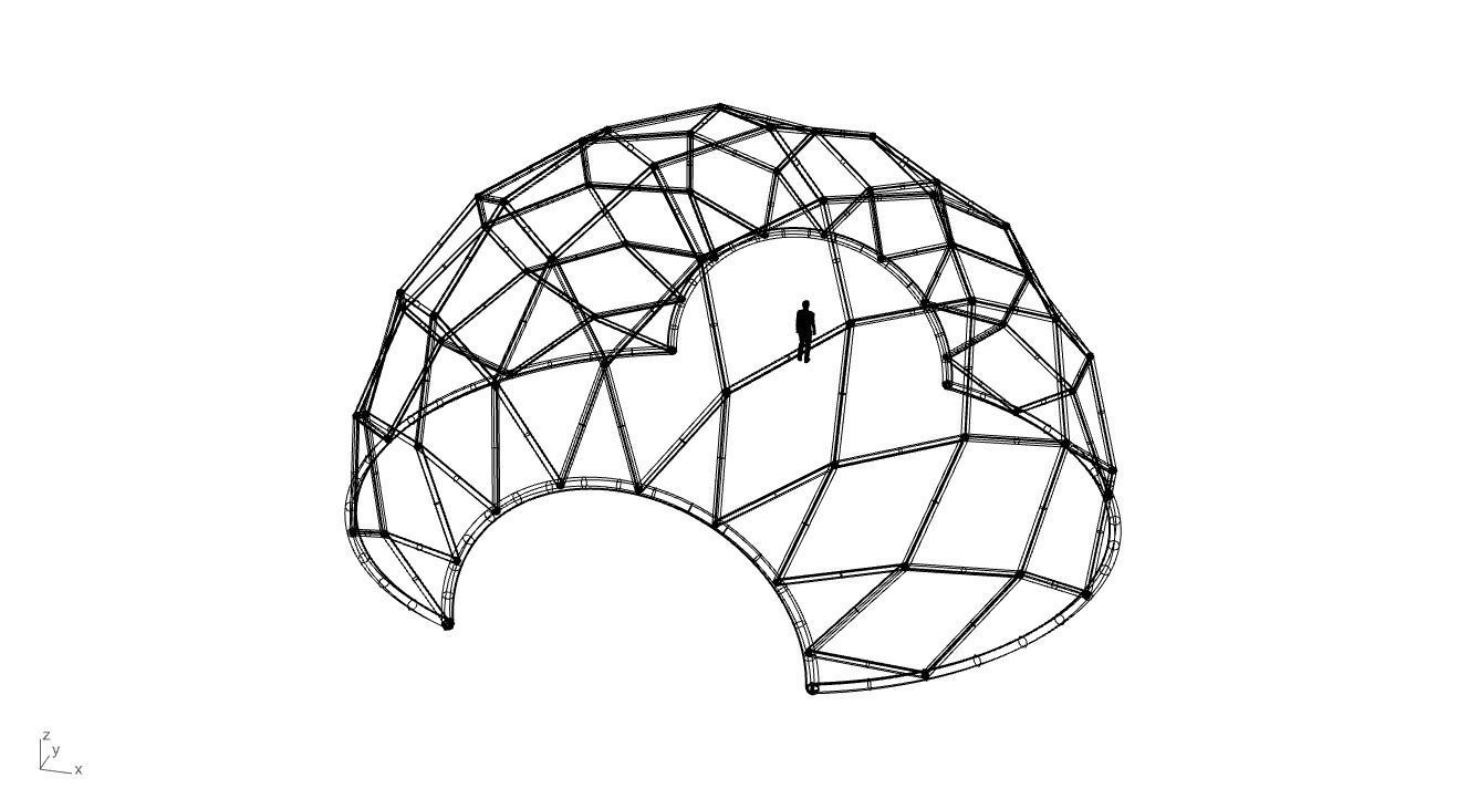 Diagonal Wireframe Dome Architectural Stand Alone Structure v1 3D model_75