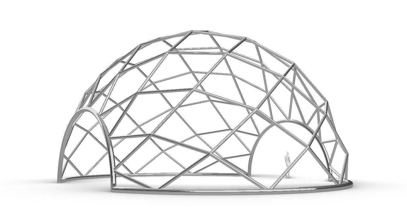 Diagonal Wireframe Dome Architectural Stand Alone Structure v1 3D model_11