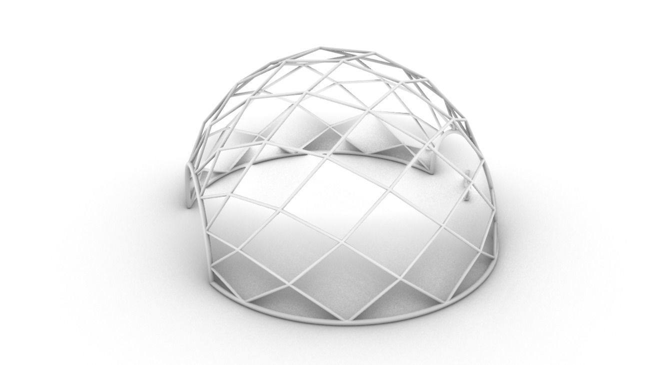 Diagonal Wireframe Dome Architectural Stand Alone Structure v1 3D model_55