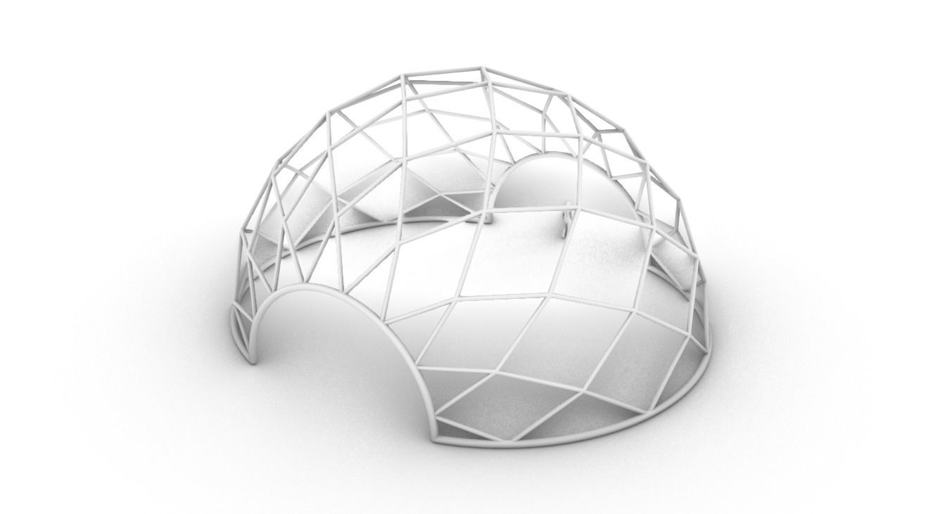 Diagonal Wireframe Dome Architectural Stand Alone Structure v1 3D model_53
