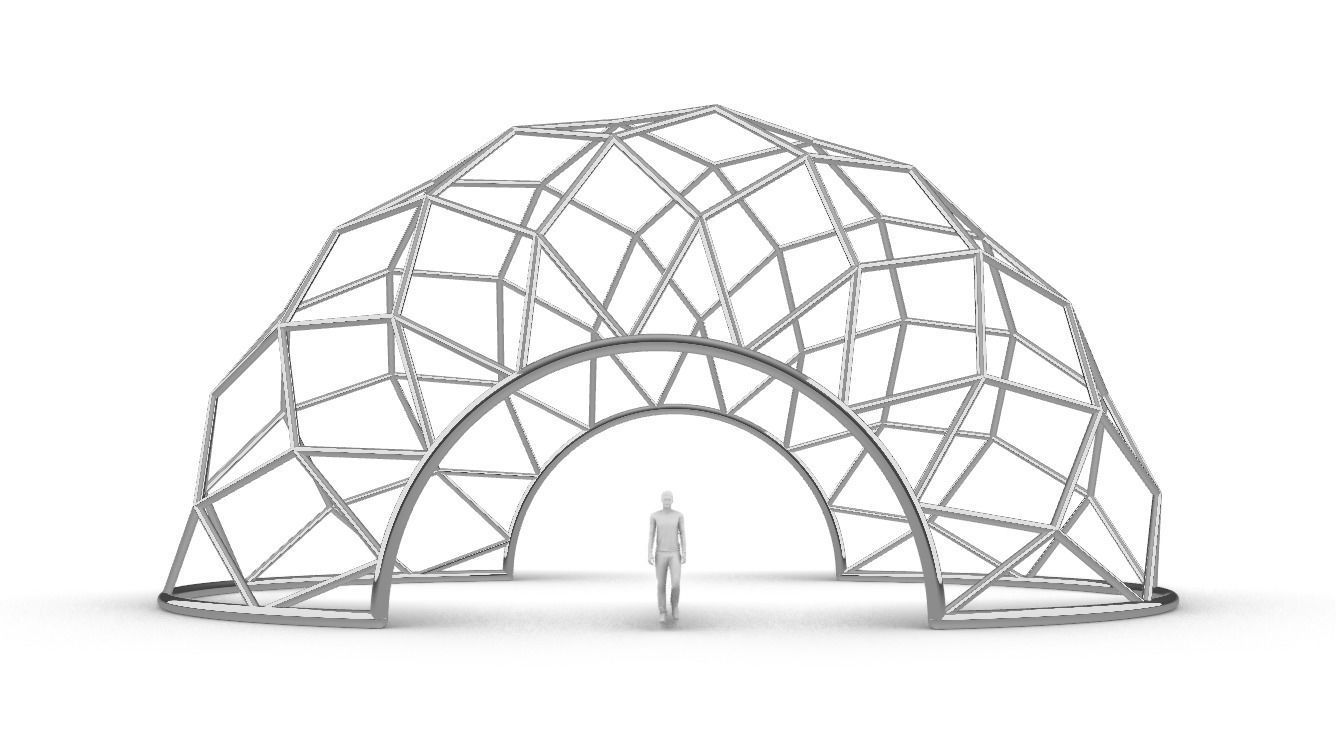 Diagonal Wireframe Dome Architectural Stand Alone Structure v1 3D model_1