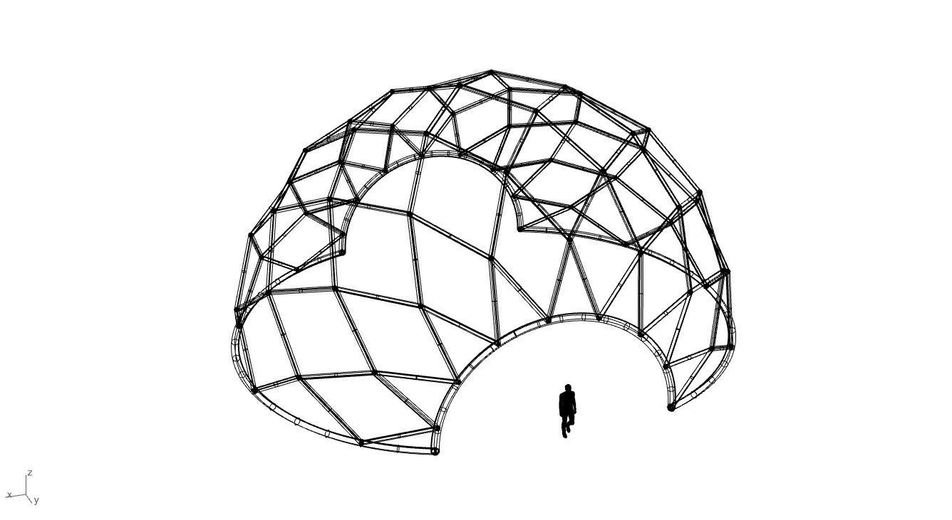 Diagonal Wireframe Dome Architectural Stand Alone Structure v1 3D model_79