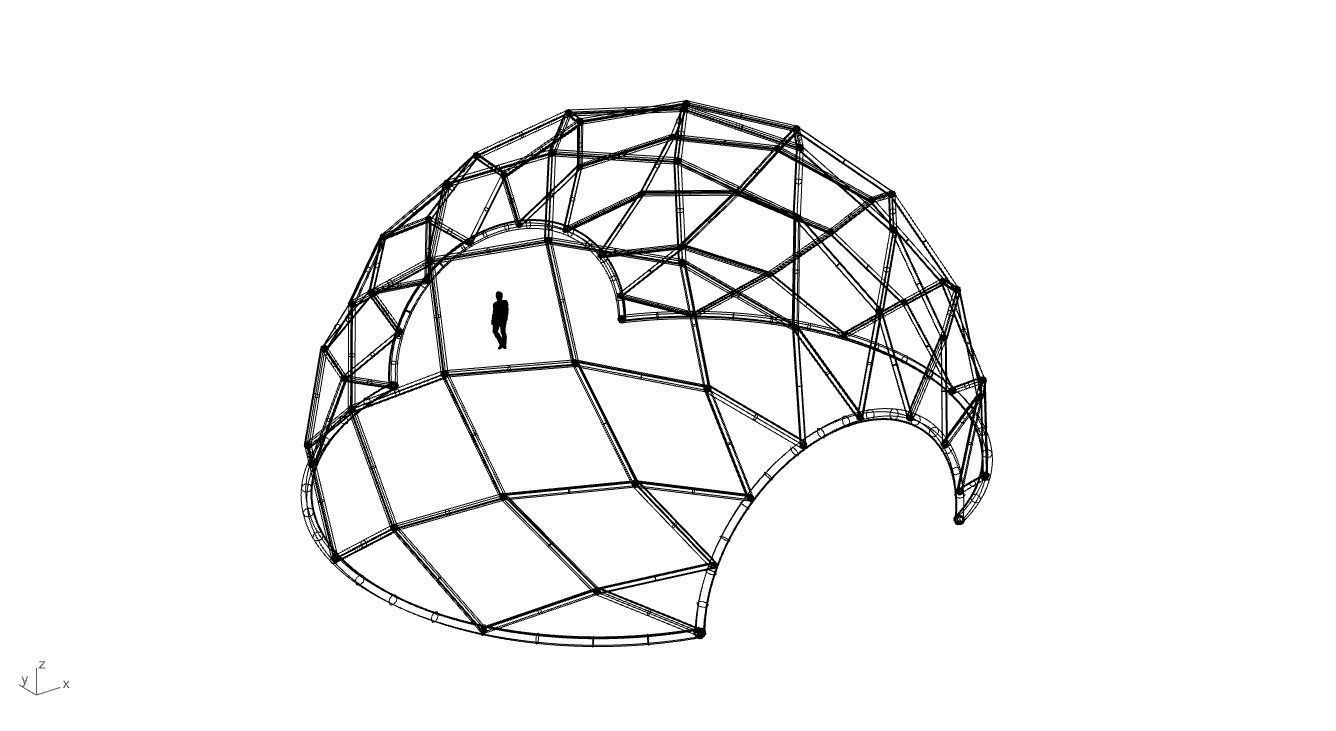 Diagonal Wireframe Dome Architectural Stand Alone Structure v1 3D model_62