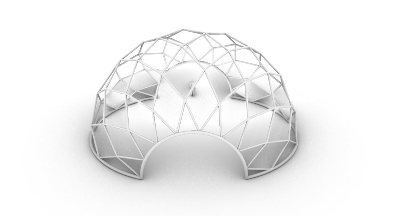 Diagonal Wireframe Dome Architectural Stand Alone Structure v1 3D model_59