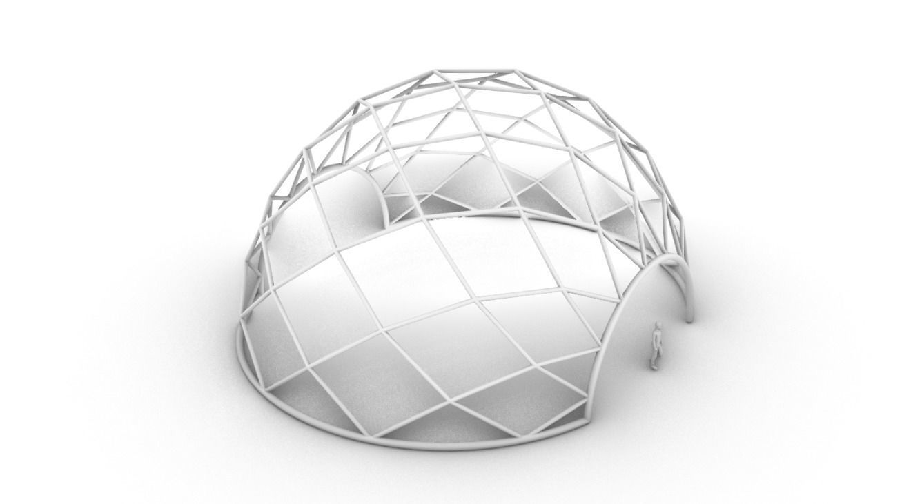 Diagonal Wireframe Dome Architectural Stand Alone Structure v1 3D model_49