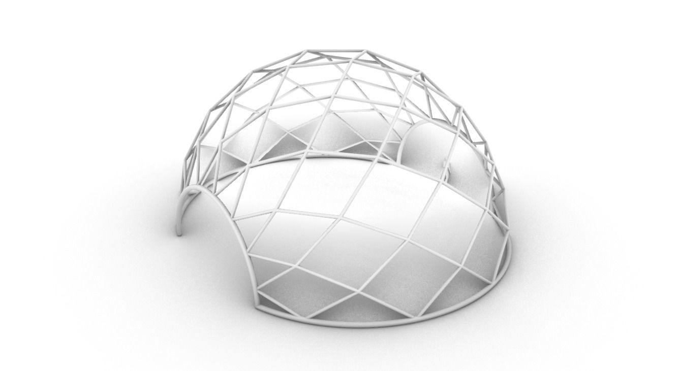 Diagonal Wireframe Dome Architectural Stand Alone Structure v1 3D model_42