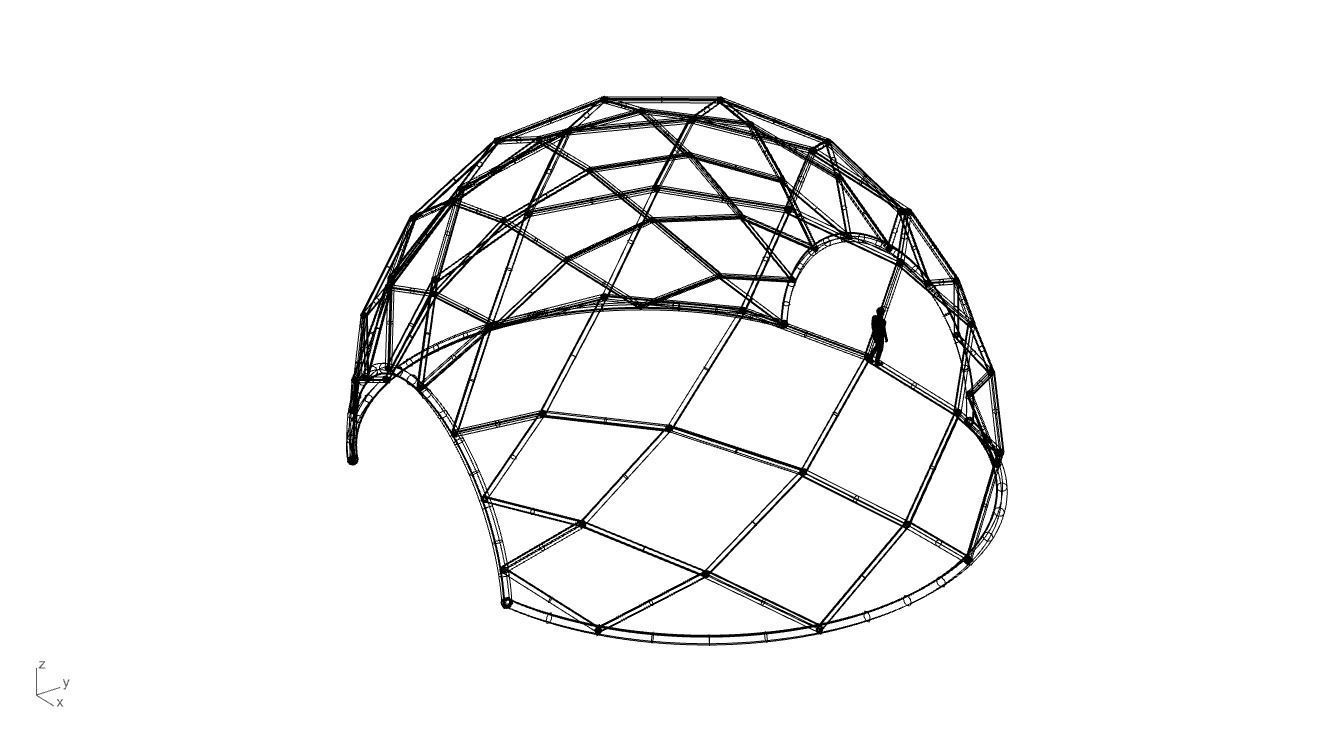 Diagonal Wireframe Dome Architectural Stand Alone Structure v1 3D model_66