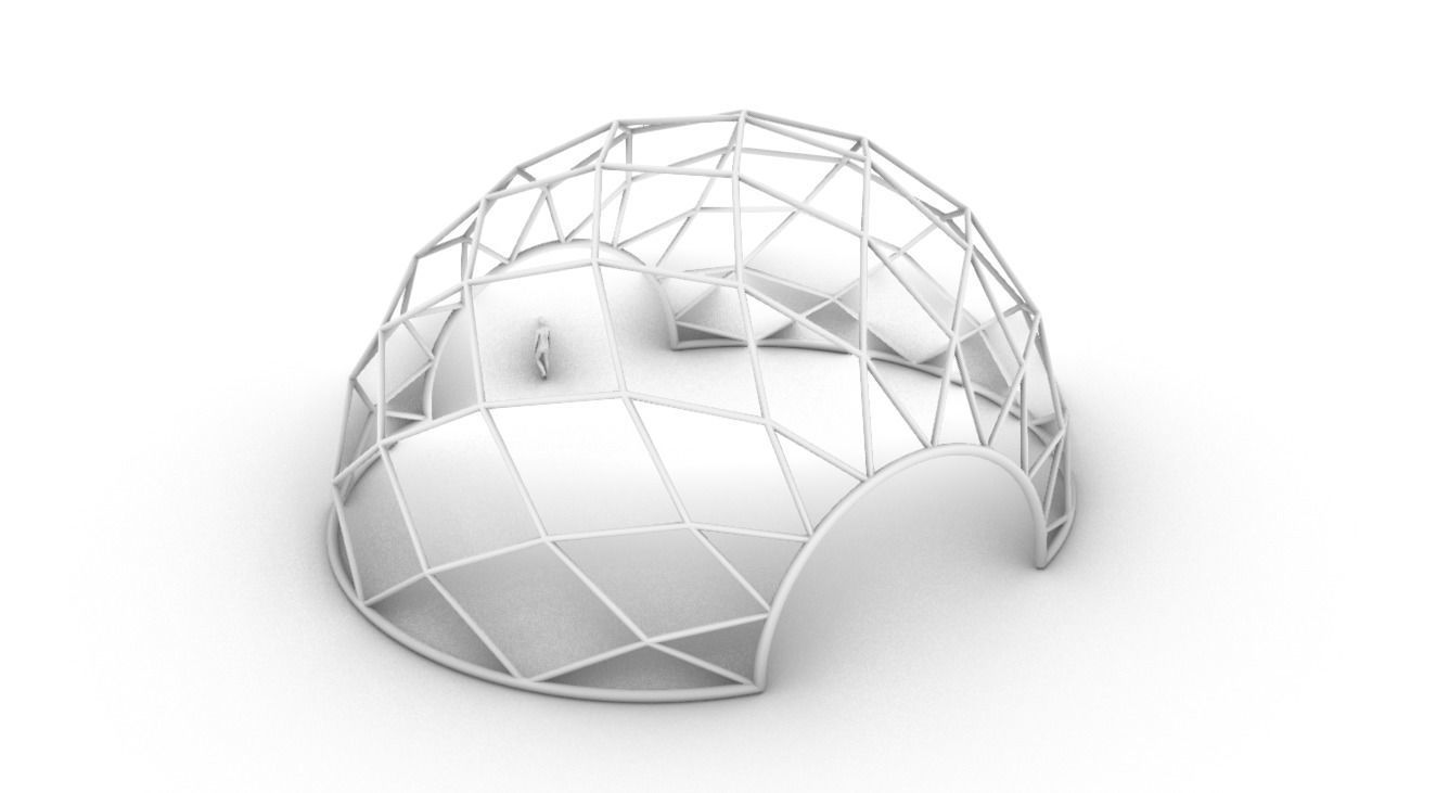 Diagonal Wireframe Dome Architectural Stand Alone Structure v1 3D model_52