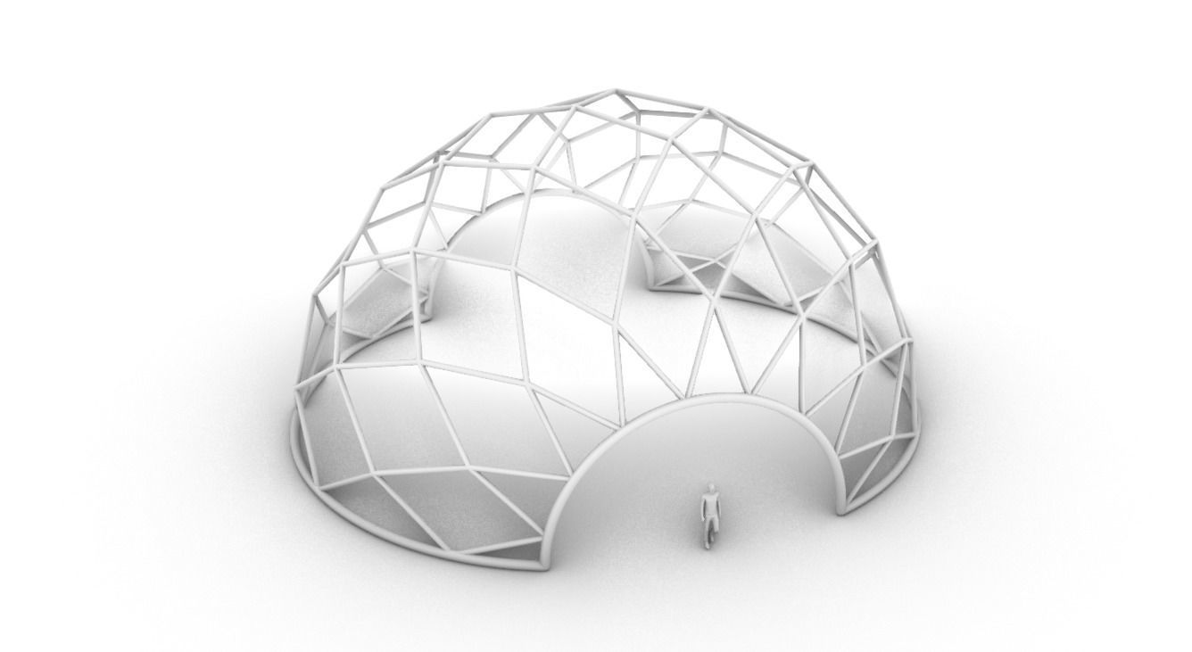 Diagonal Wireframe Dome Architectural Stand Alone Structure v1 3D model_54
