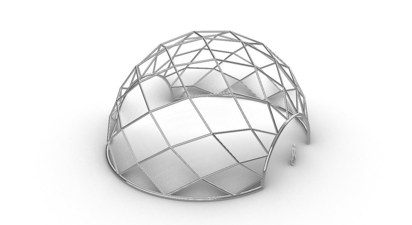 Diagonal Wireframe Dome Architectural Stand Alone Structure v1 3D model_26