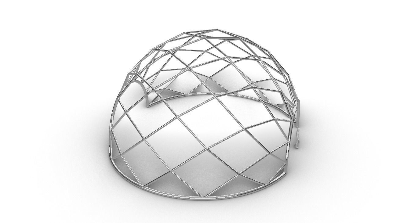 Diagonal Wireframe Dome Architectural Stand Alone Structure v1 3D model_38