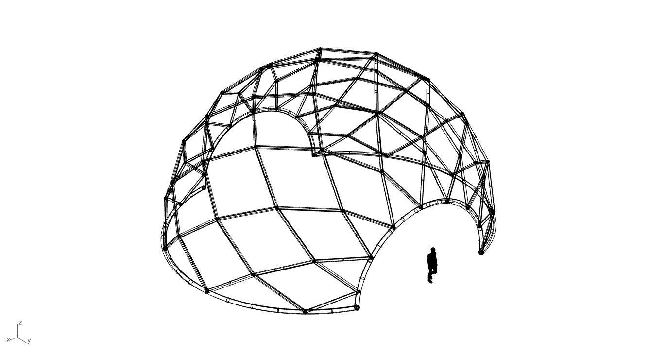 Diagonal Wireframe Dome Architectural Stand Alone Structure v1 3D model_78