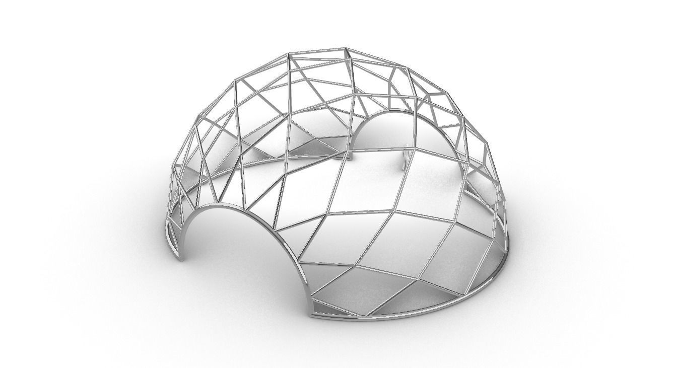 Diagonal Wireframe Dome Architectural Stand Alone Structure v1 3D model_37