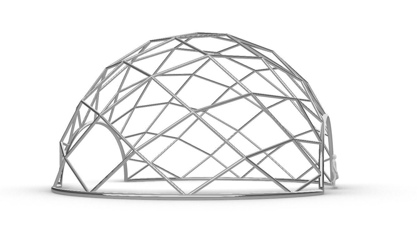 Diagonal Wireframe Dome Architectural Stand Alone Structure v1 3D model_18