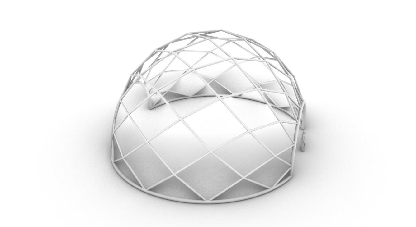 Diagonal Wireframe Dome Architectural Stand Alone Structure v1 3D model_57