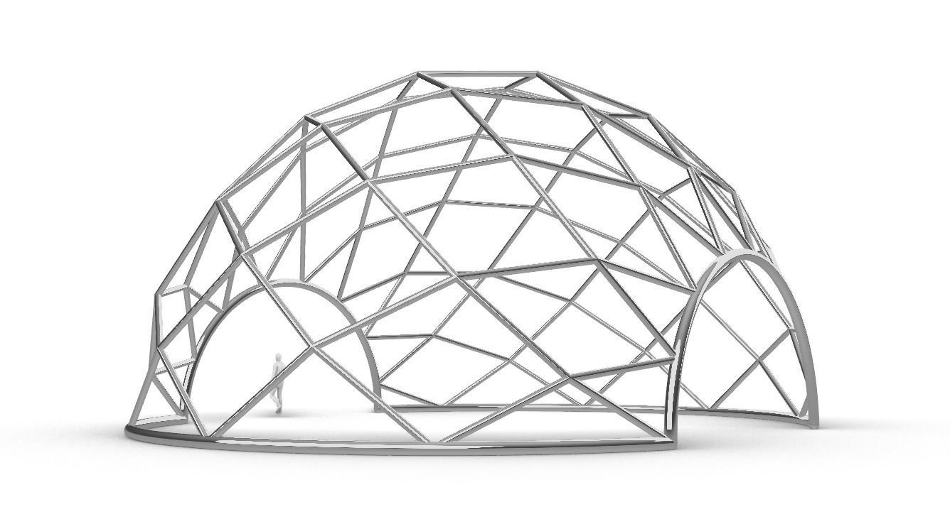 Diagonal Wireframe Dome Architectural Stand Alone Structure v1 3D model_14