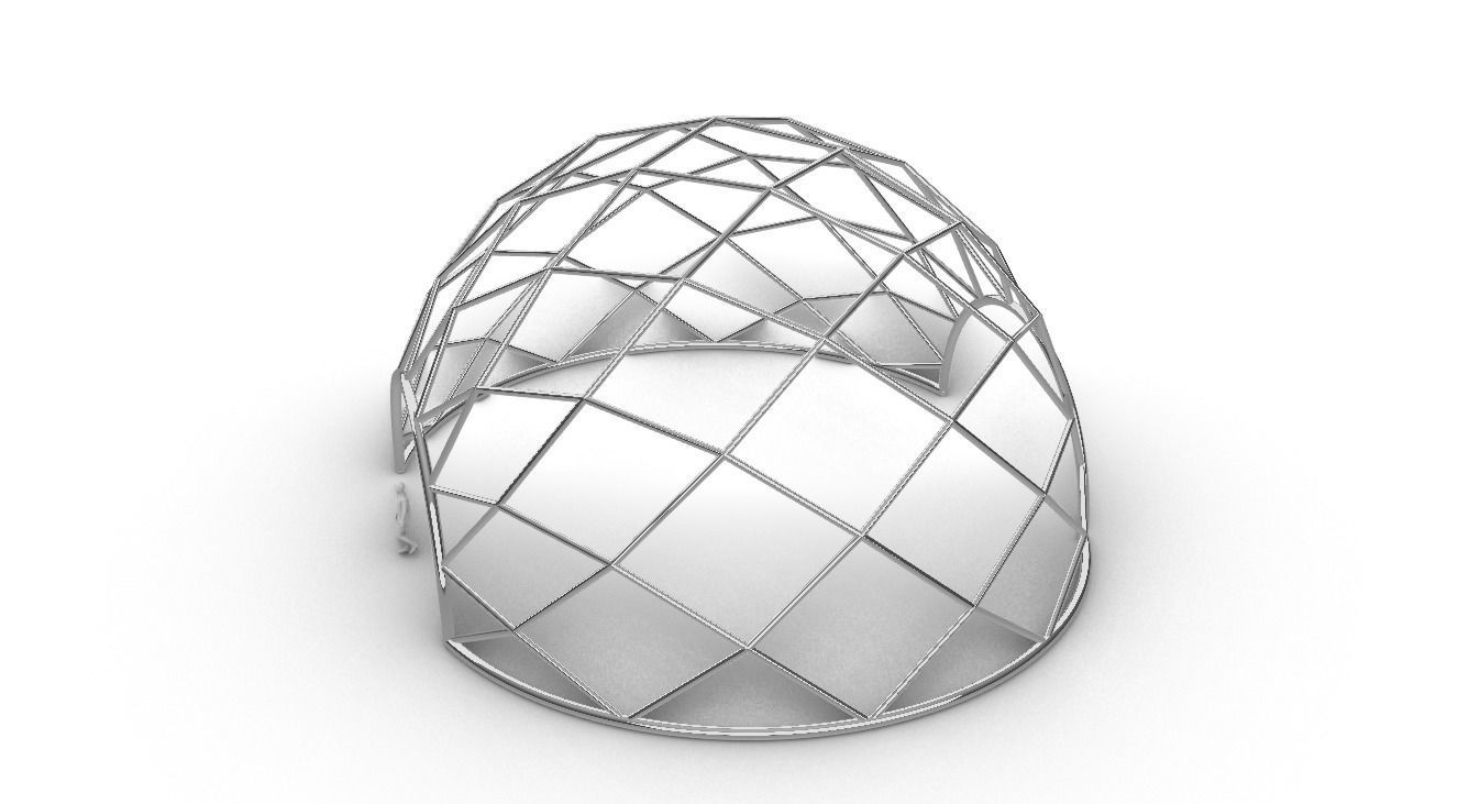 Diagonal Wireframe Dome Architectural Stand Alone Structure v1 3D model_32