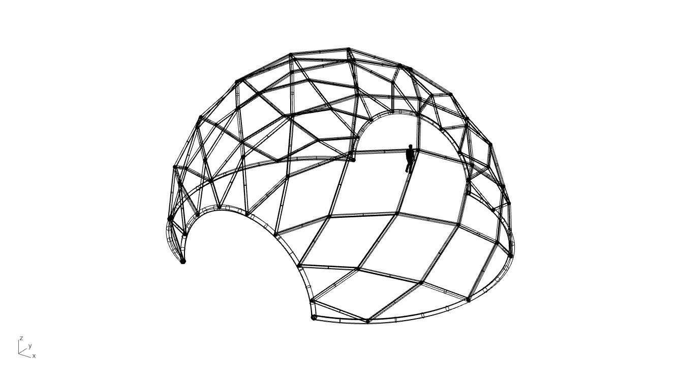 Diagonal Wireframe Dome Architectural Stand Alone Structure v1 3D model_61