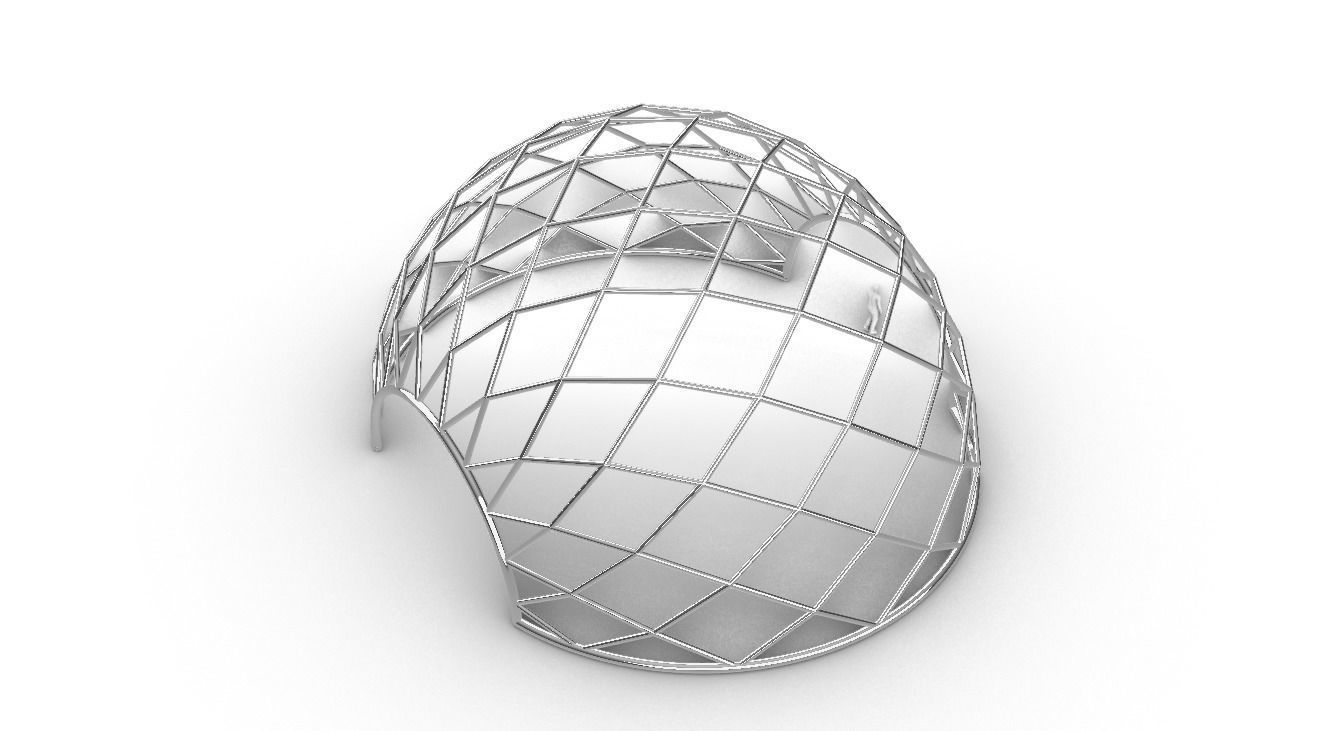 Diagonal Wireframe Dome Architectural Stand Alone Structure v2 3D model_77