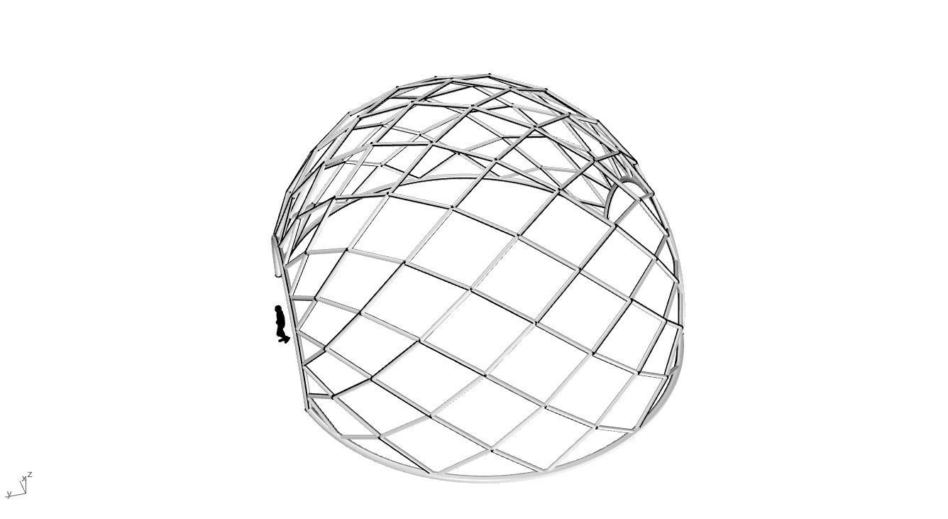 Diagonal Wireframe Dome Architectural Stand Alone Structure v2 3D model_36