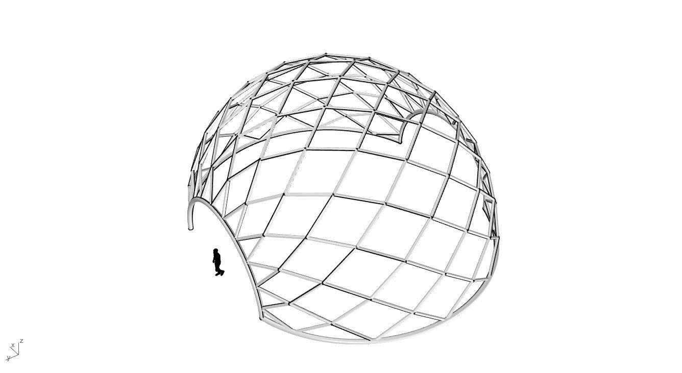 Diagonal Wireframe Dome Architectural Stand Alone Structure v2 3D model_34