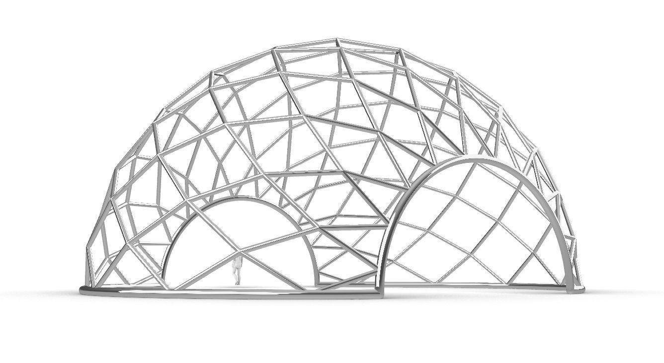 Diagonal Wireframe Dome Architectural Stand Alone Structure v2 3D model_10