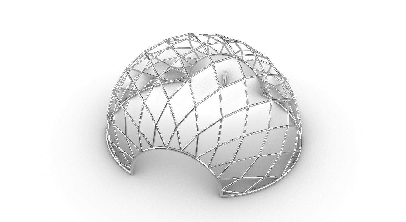 Diagonal Wireframe Dome Architectural Stand Alone Structure v2 3D model_76