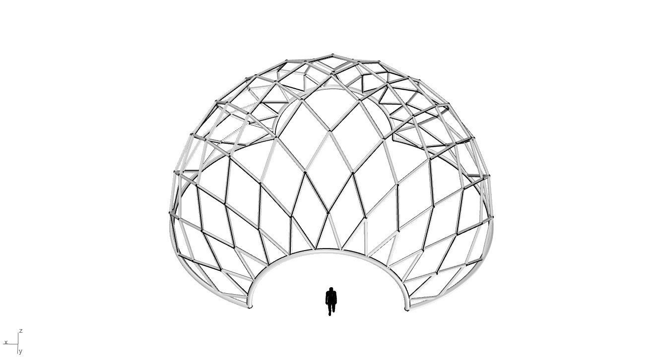 Diagonal Wireframe Dome Architectural Stand Alone Structure v2 3D model_39