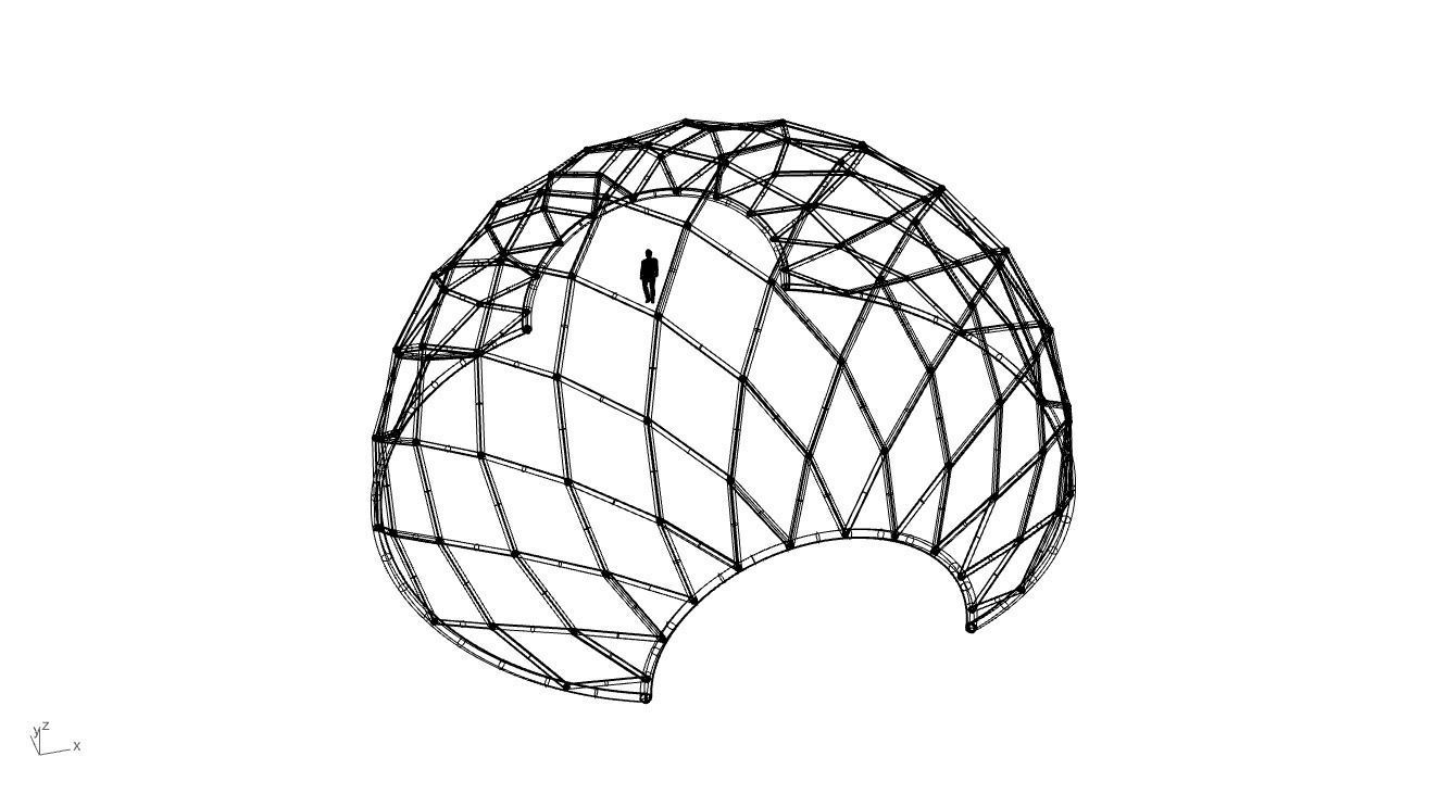 Diagonal Wireframe Dome Architectural Stand Alone Structure v2 3D model_61