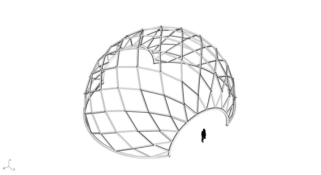 Diagonal Wireframe Dome Architectural Stand Alone Structure v2 3D model_22