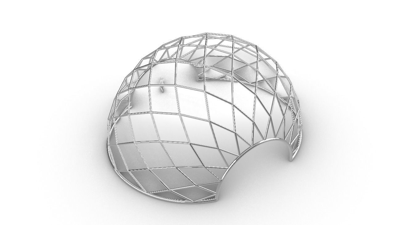 Diagonal Wireframe Dome Architectural Stand Alone Structure v2 3D model_58