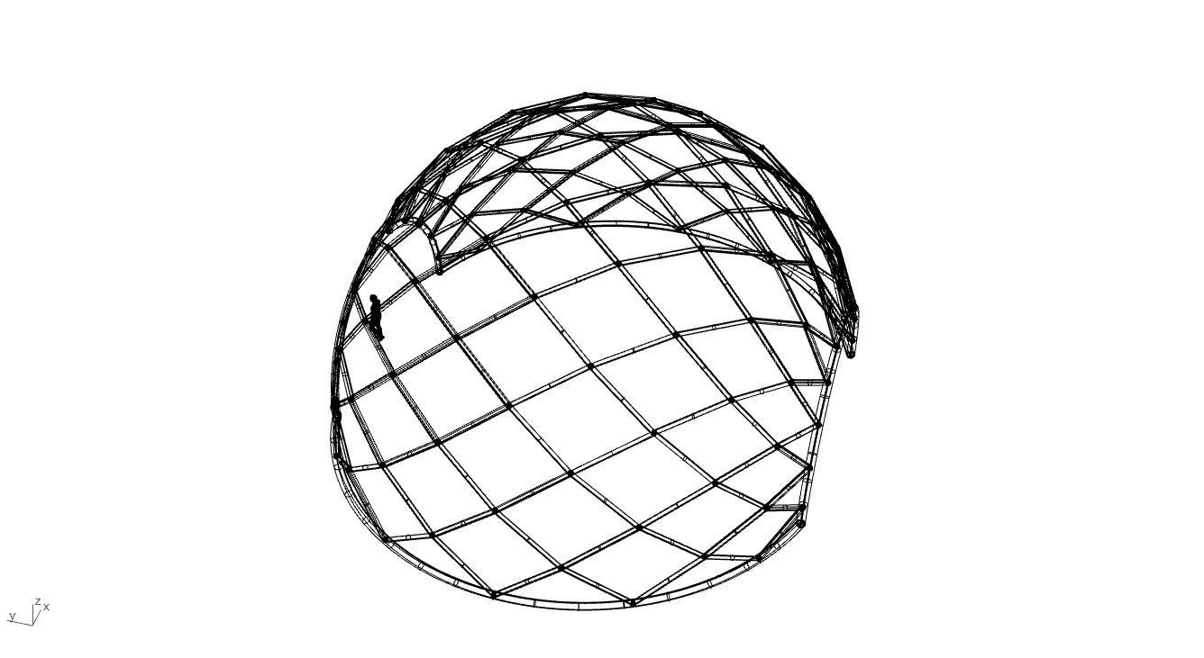 Diagonal Wireframe Dome Architectural Stand Alone Structure v2 3D model_51
