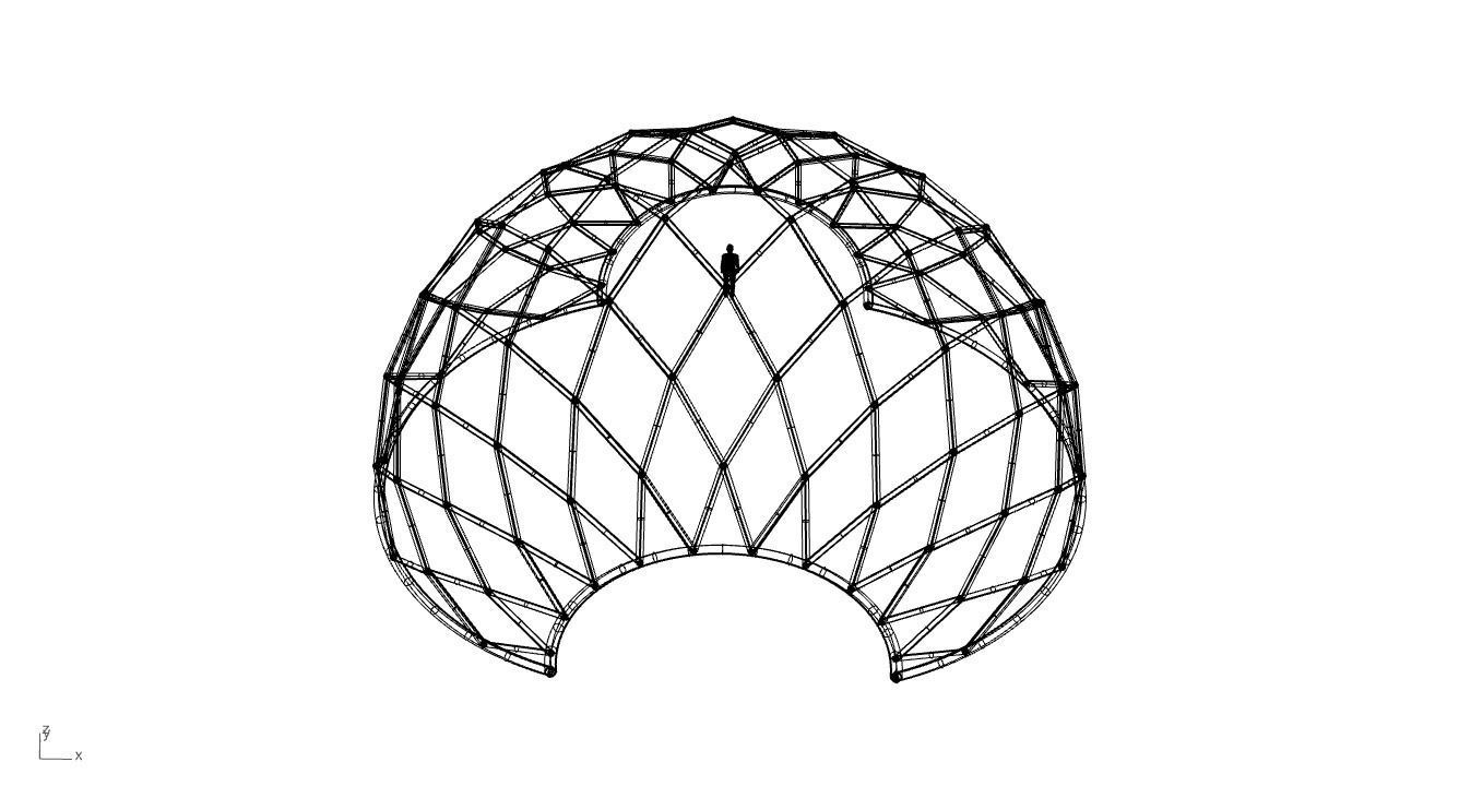 Diagonal Wireframe Dome Architectural Stand Alone Structure v2 3D model_72