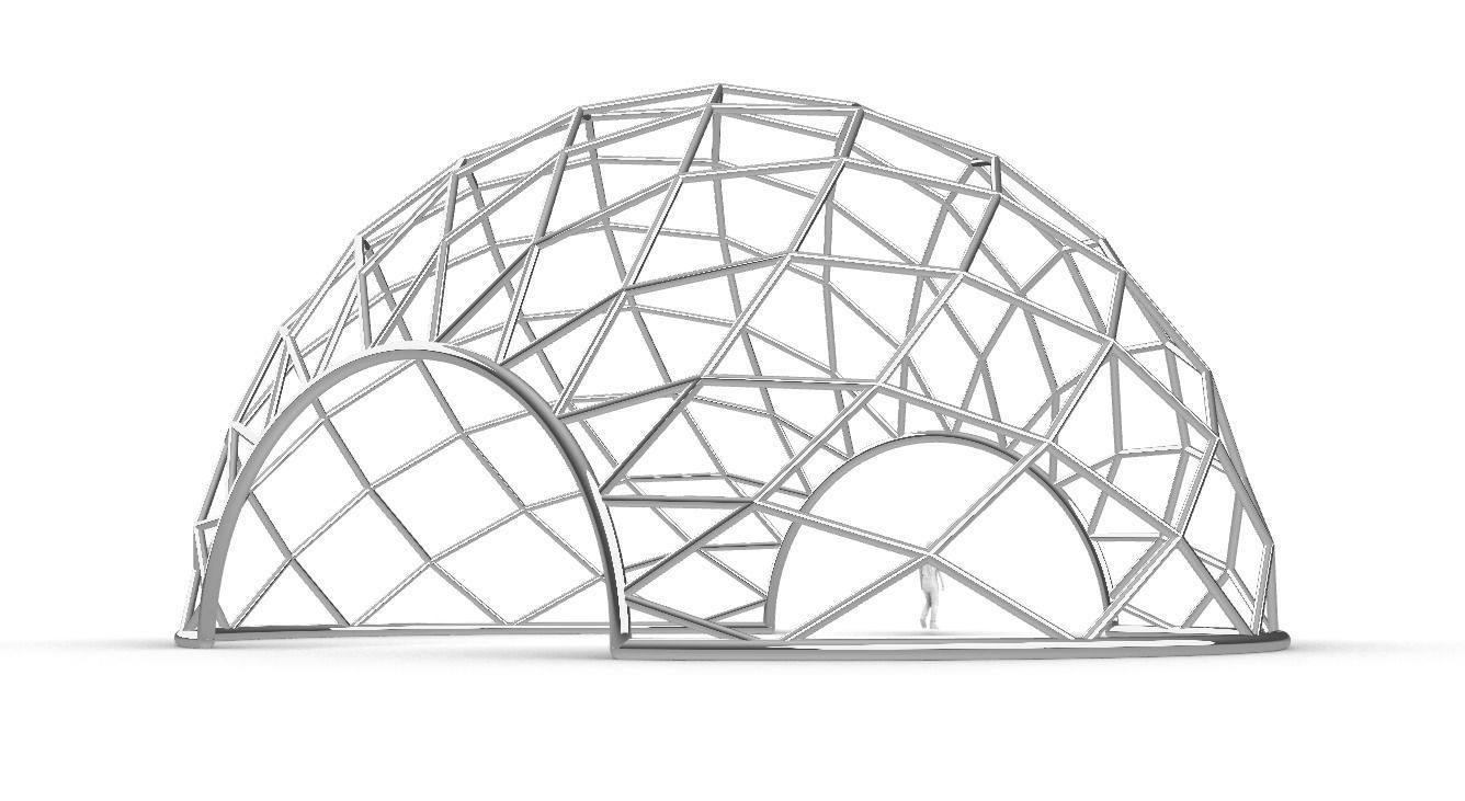 Diagonal Wireframe Dome Architectural Stand Alone Structure v2 3D model_6