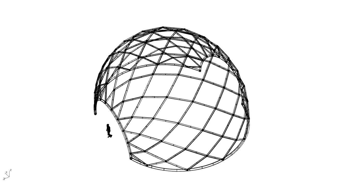 Diagonal Wireframe Dome Architectural Stand Alone Structure v2 3D model_41