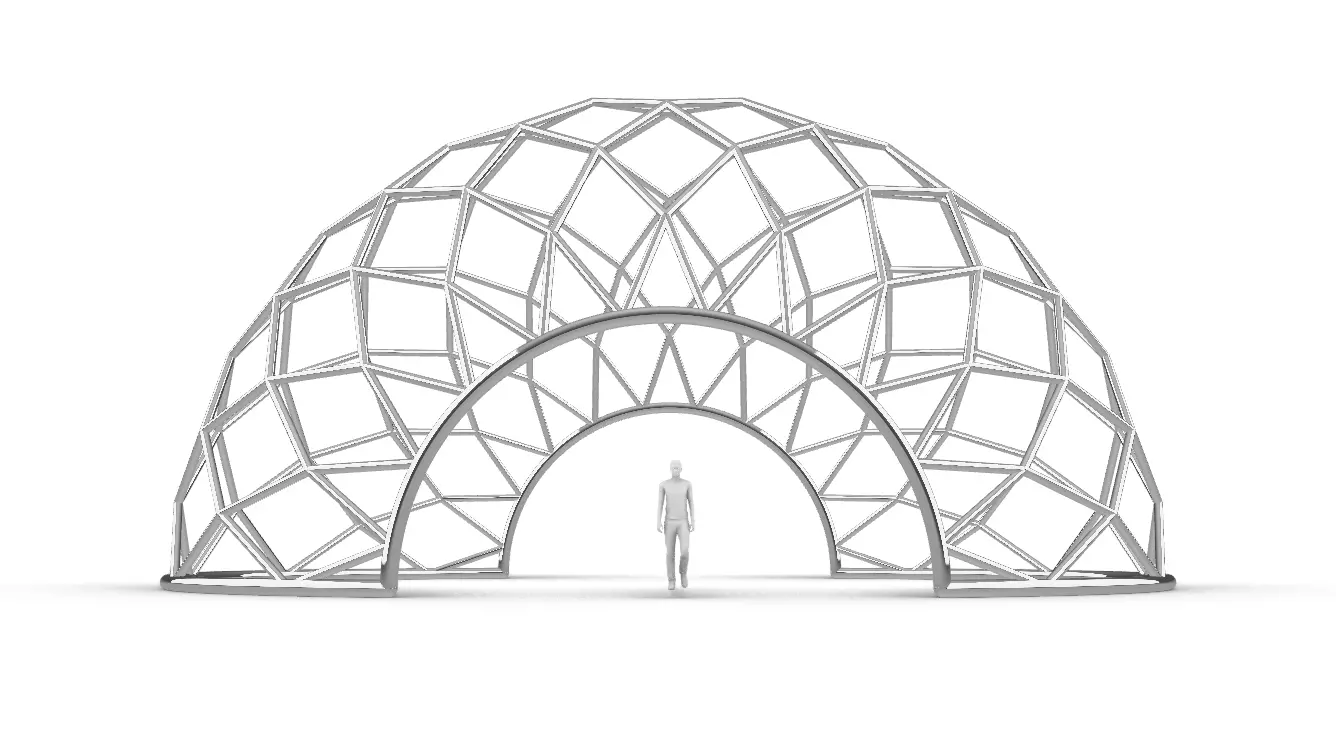 Diagonal Wireframe Dome Architectural Stand Alone Structure v2 3D model_0
