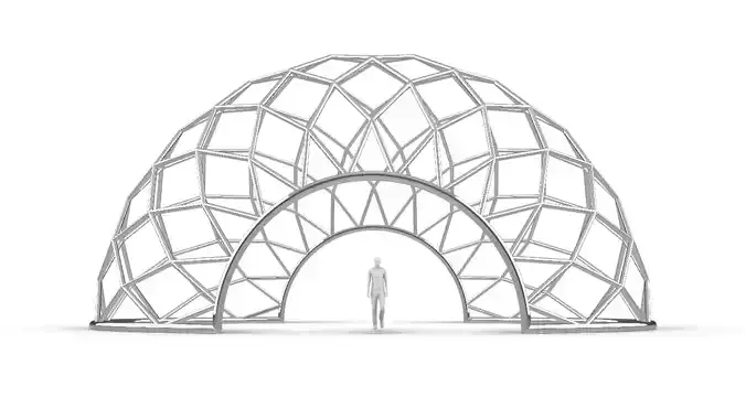 Diagonal Wireframe Dome Architectural Stand Alone Structure v2 3D model Diagonal Wireframe Dome Architectural Stand Alone Structure v2 3D model