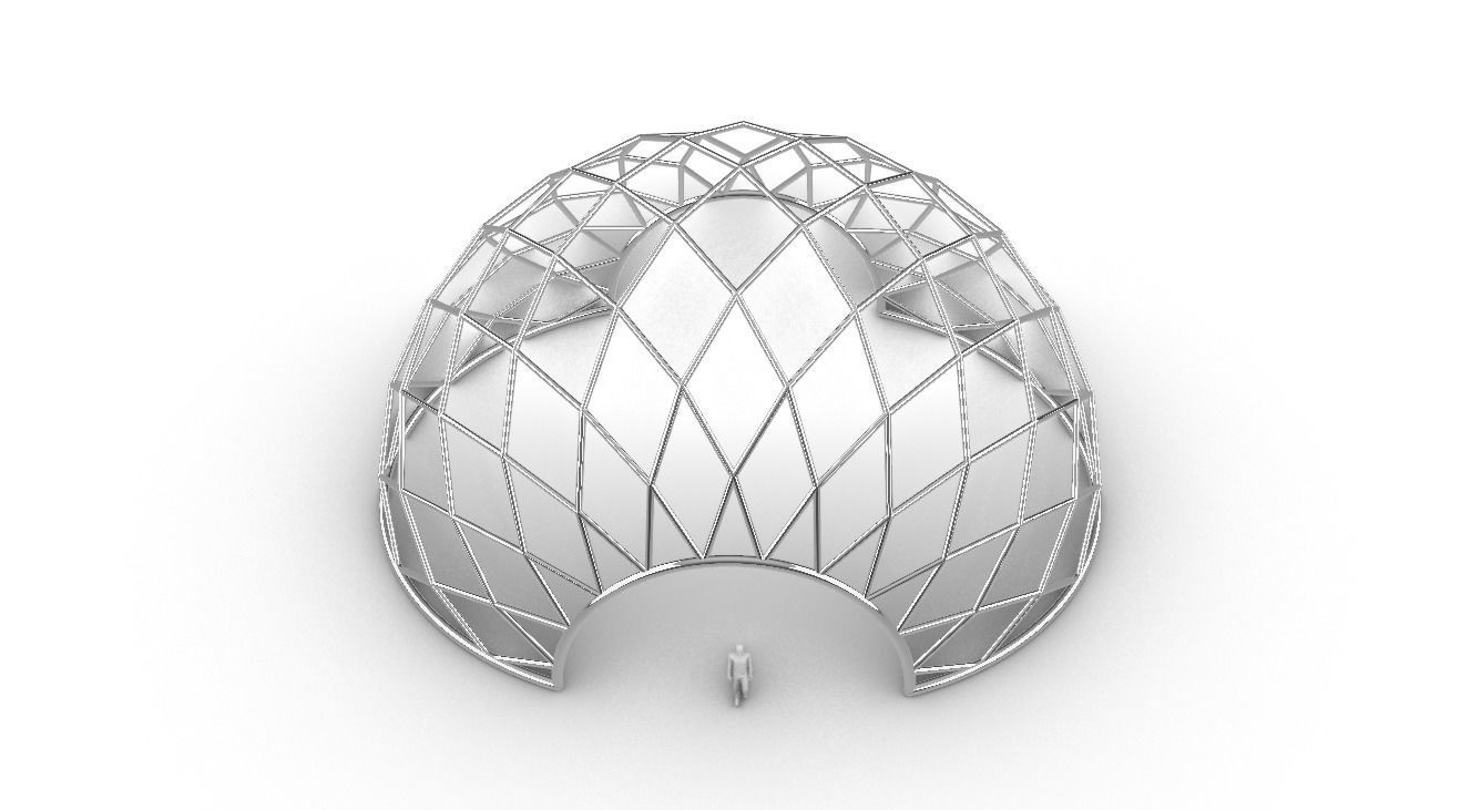 Diagonal Wireframe Dome Architectural Stand Alone Structure v2 3D model_63