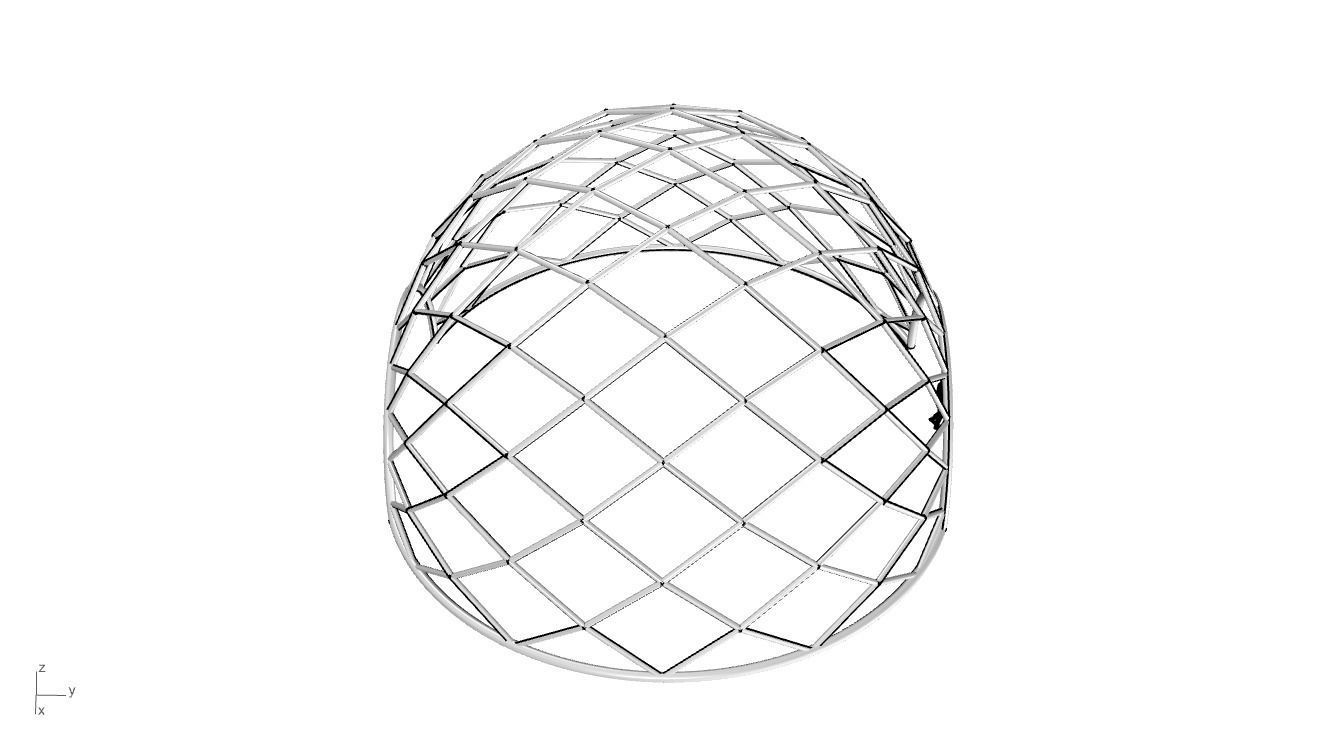 Diagonal Wireframe Dome Architectural Stand Alone Structure v2 3D model_25