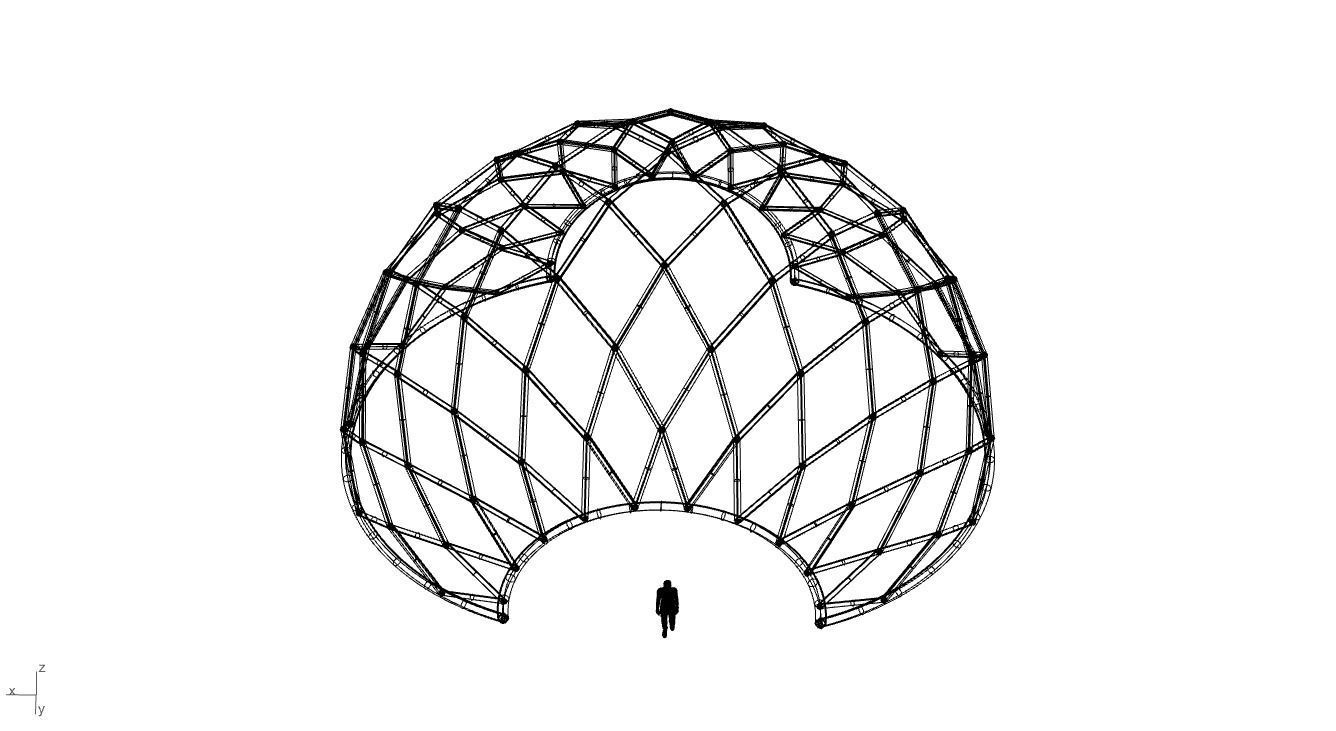 Diagonal Wireframe Dome Architectural Stand Alone Structure v2 3D model_65