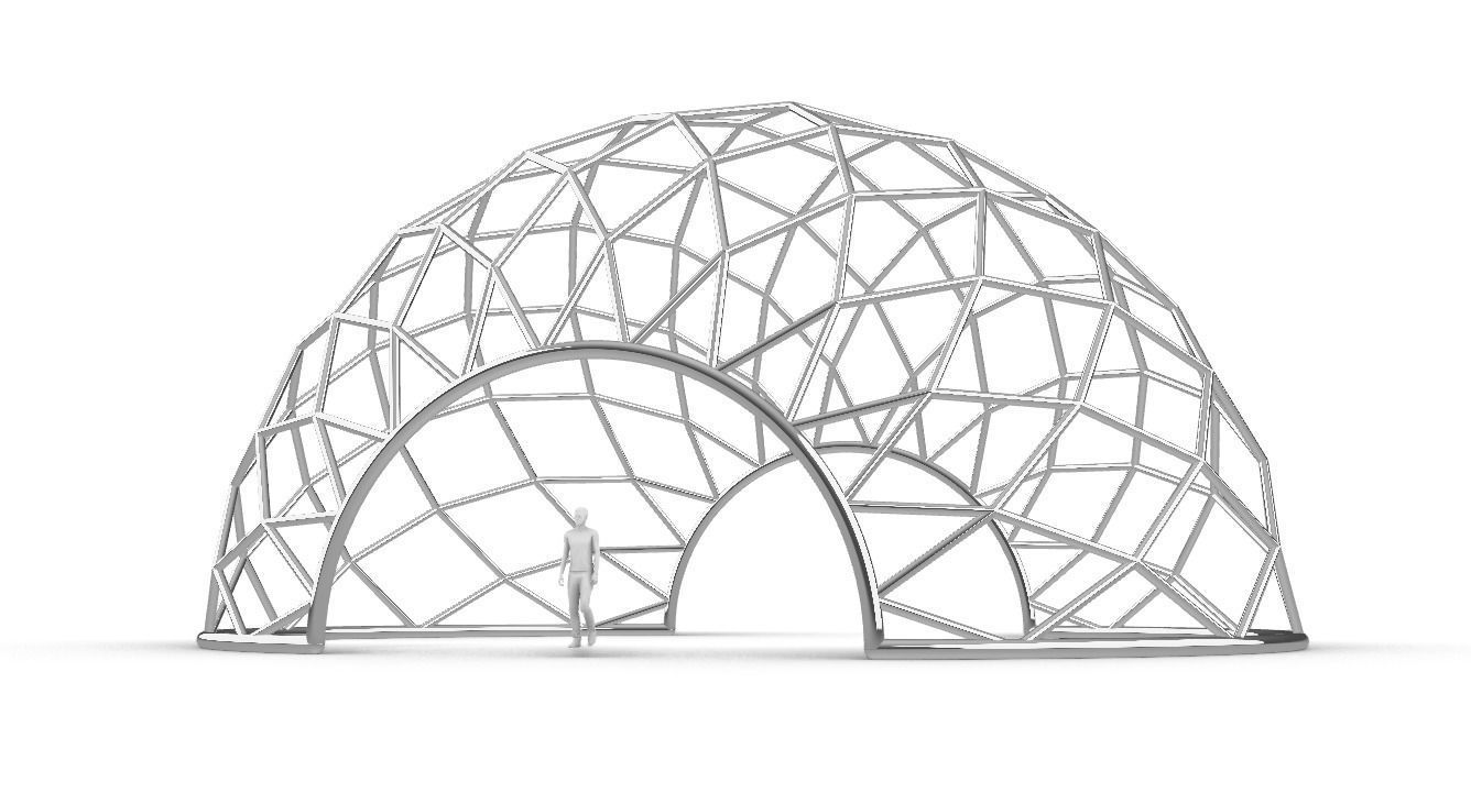Diagonal Wireframe Dome Architectural Stand Alone Structure v2 3D model_14