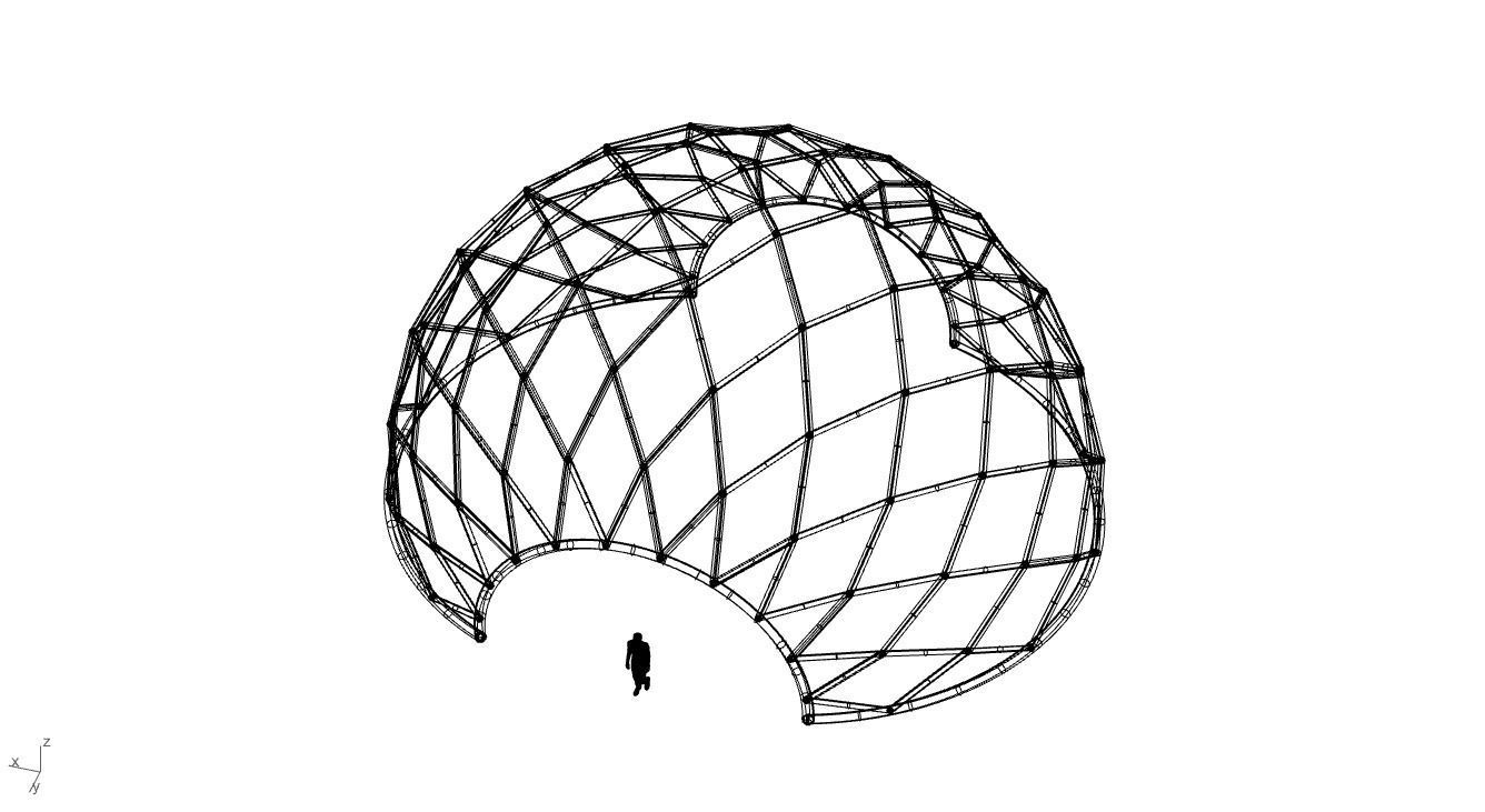 Diagonal Wireframe Dome Architectural Stand Alone Structure v2 3D model_44
