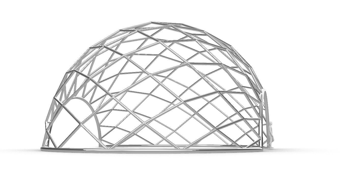 Diagonal Wireframe Dome Architectural Stand Alone Structure v2 3D model_8