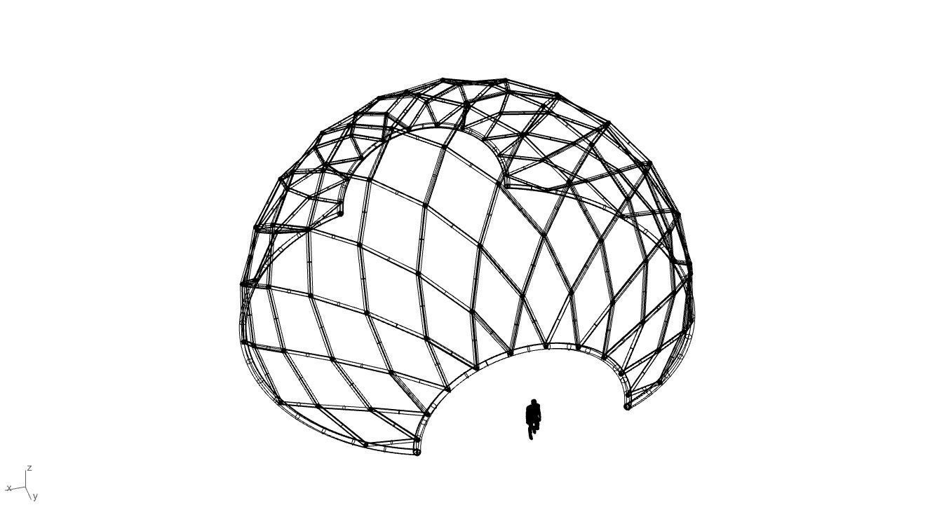 Diagonal Wireframe Dome Architectural Stand Alone Structure v2 3D model_43