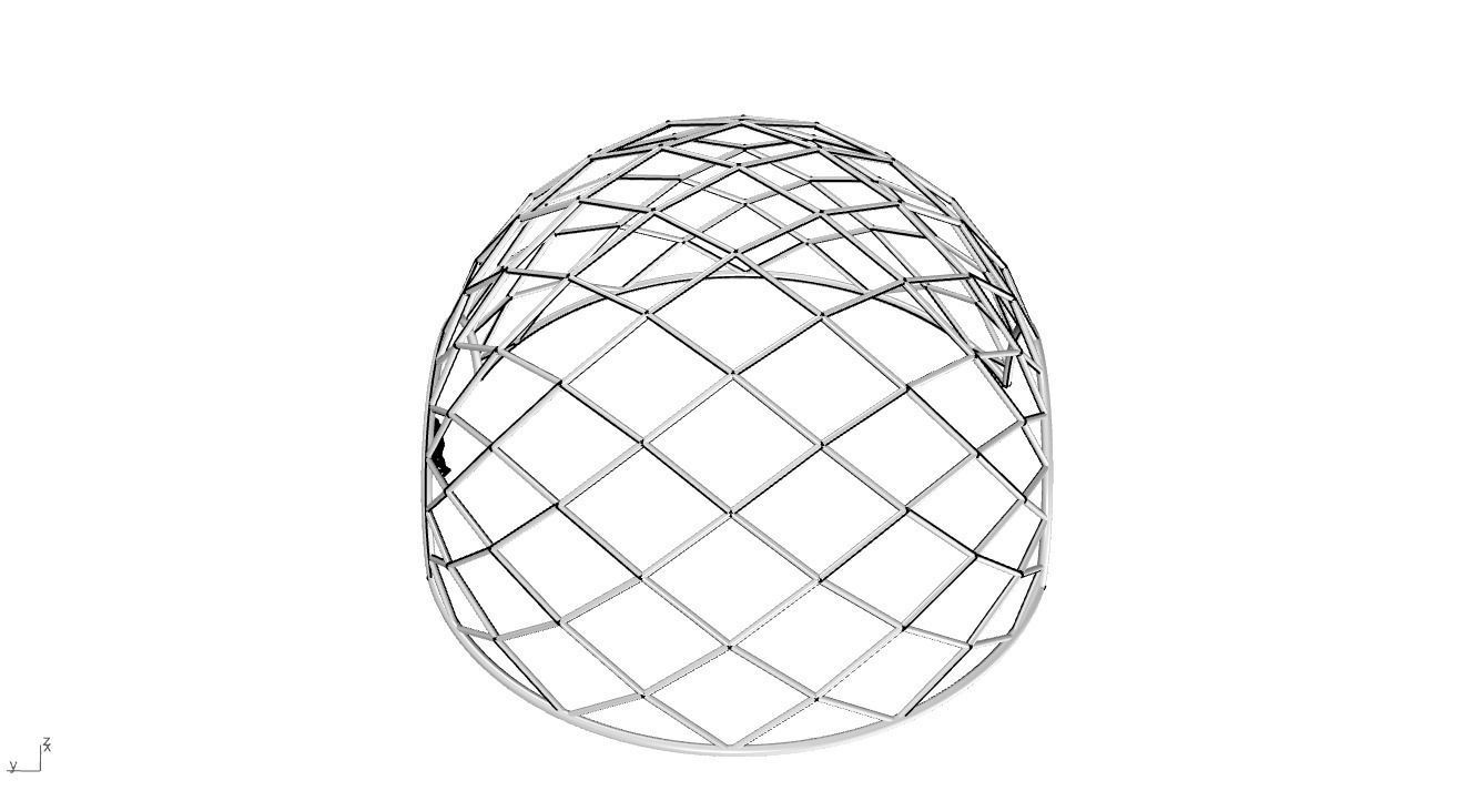Diagonal Wireframe Dome Architectural Stand Alone Structure v2 3D model_37
